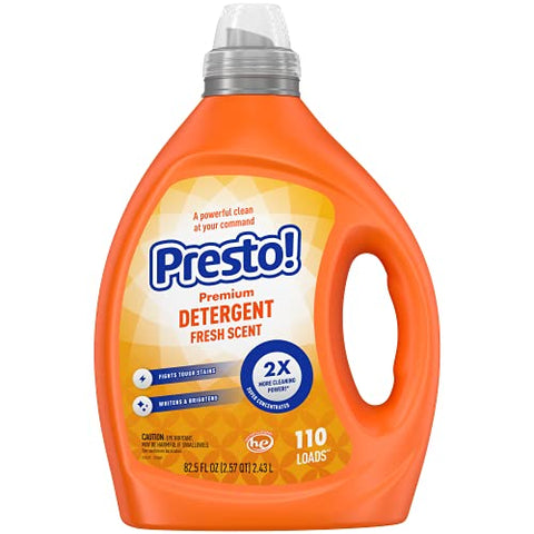 Amazon Brand - Presto! Concentrated Liquid Laundry Detergent, Fresh Scent, 110 Loads, 82.5 fl oz