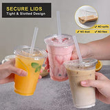 VITEVER [100 Sets - 24oz] Plastic Cups with Lids and Straws, Disposable Cups for Iced Coffee, Smoothie, Milkshake, Cold Drinks - Clear