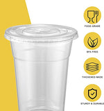 VITEVER [100 Sets - 24oz] Plastic Cups with Lids and Straws, Disposable Cups for Iced Coffee, Smoothie, Milkshake, Cold Drinks - Clear