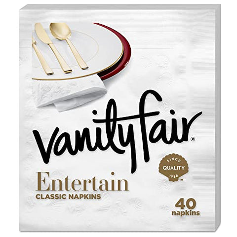 Vanity Fair Entertain Paper Napkins, 3-Ply Disposable Napkins, Dinner Size , 40 Count (Pack of 8)