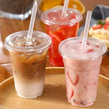 VITEVER [100 Sets - 20oz] Clear Plastic Cups with Lids and Straws, Disposable Cups for Iced Coffee, Smoothie, Milkshake, Cold Drinks