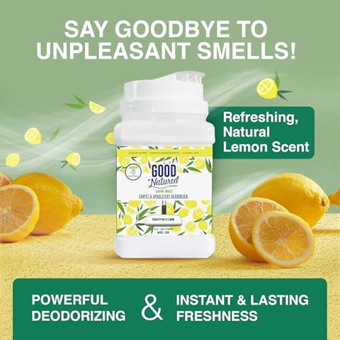 Good Natured Brand Carpet Freshener & Deodorizer Powder | Pet Odor Eliminator for Strong Odor & Pet Urine | Fresh Natural Lemon & Eucalyptus Scent | Biodegradable, Safe for Homes with Pets - 70oz