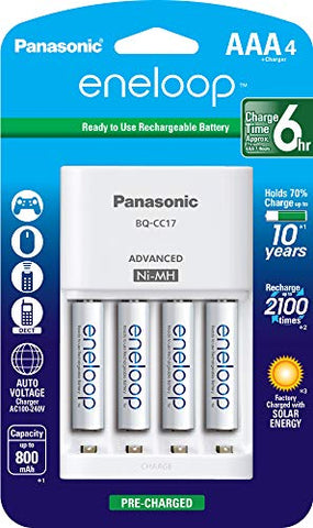 Eneloop Battery Charger Pack 4 NiMH AAA Batteries K-KJ17M3A4BA & NiMh AAA Batteries BK-4MCCA8BA 1.2V 8pk Rechargeable