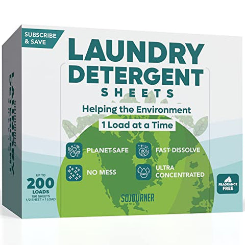 Laundry Detergent Sheets (200 Loads) - Eco Friendly Laundry Soap Detergent Strips I Eco Friendly, Zero Waste, Plastic Free, Planet Friendly (Unscented)