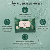 The Honest Company Plant-Based Flushable Wipes | 99% Water, Hypoallergenic, EWG Verified, Safe to Flush | Fragrance Free, 336 Count