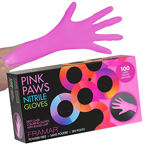 FRAMAR Pink Gloves Disposable Latex Free Large – Nitrile Gloves Large, Cooking Gloves, Latex Gloves, Mechanics Gloves, Disposable Gloves Large Non Latex Gloves Tattoo Gloves, Powder Free Gloves