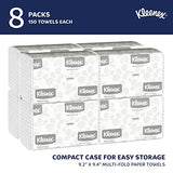 Kleenex® Multifold Paper Towels (02046), 1-Ply, 9.2" x 9.4" sheets, White, (150 Sheets/Pack, 8 Packs/Case, 1,200 Sheets/Case)