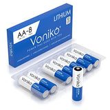 Voniko AA Batteries, 8 Pack 1.5V Lithium AA Batteries—High Performance Double A Long Lasting Battery for Camera, Flashlight, Toys, Remote Control, Alarm System (Non-Rechargeable)