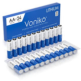 Voniko AA Batteries, 24 Pack 1.5V Lithium AA Batteries—High Performance Double A Long Lasting Battery for Camera, Flashlight, Toys, Remote Control, Alarm System (Non-Rechargeable)